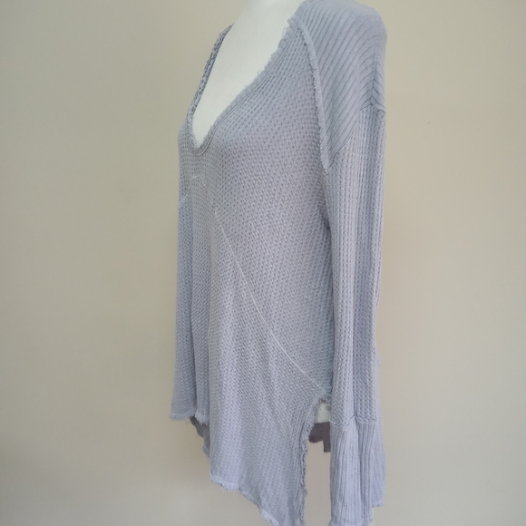 Free People Waffle knit thermal lavender raw hem - Picture 6 of 12